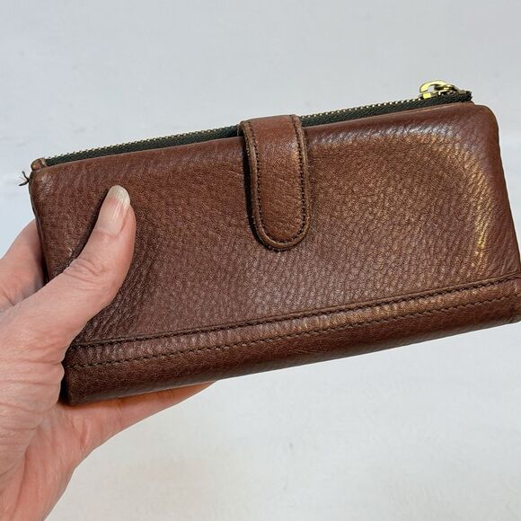Fossil Brown Leather Wallet Snap Tab Close - Picture 8 of 14
